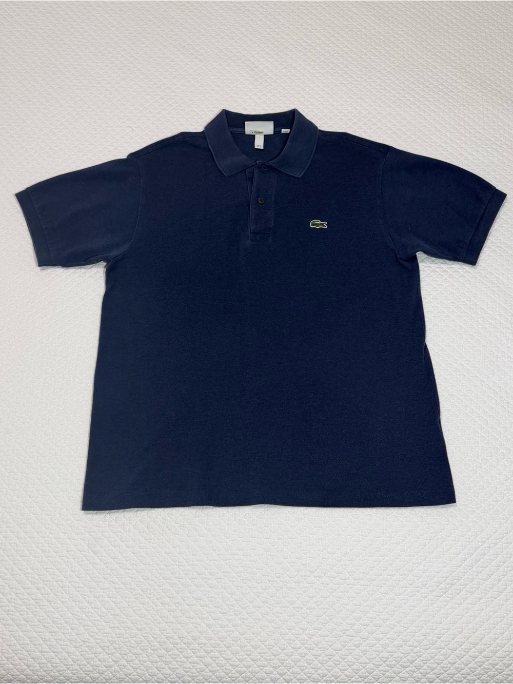 Lacoste Men’s Dark Navy Pique Polo with Green Crocodile Logo